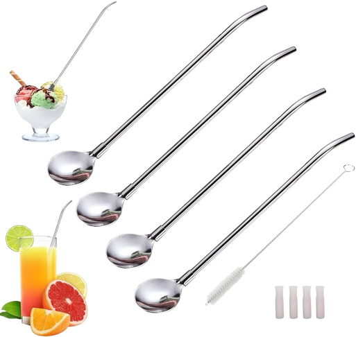 Livarno Home Stainless Steel Straw Spoons