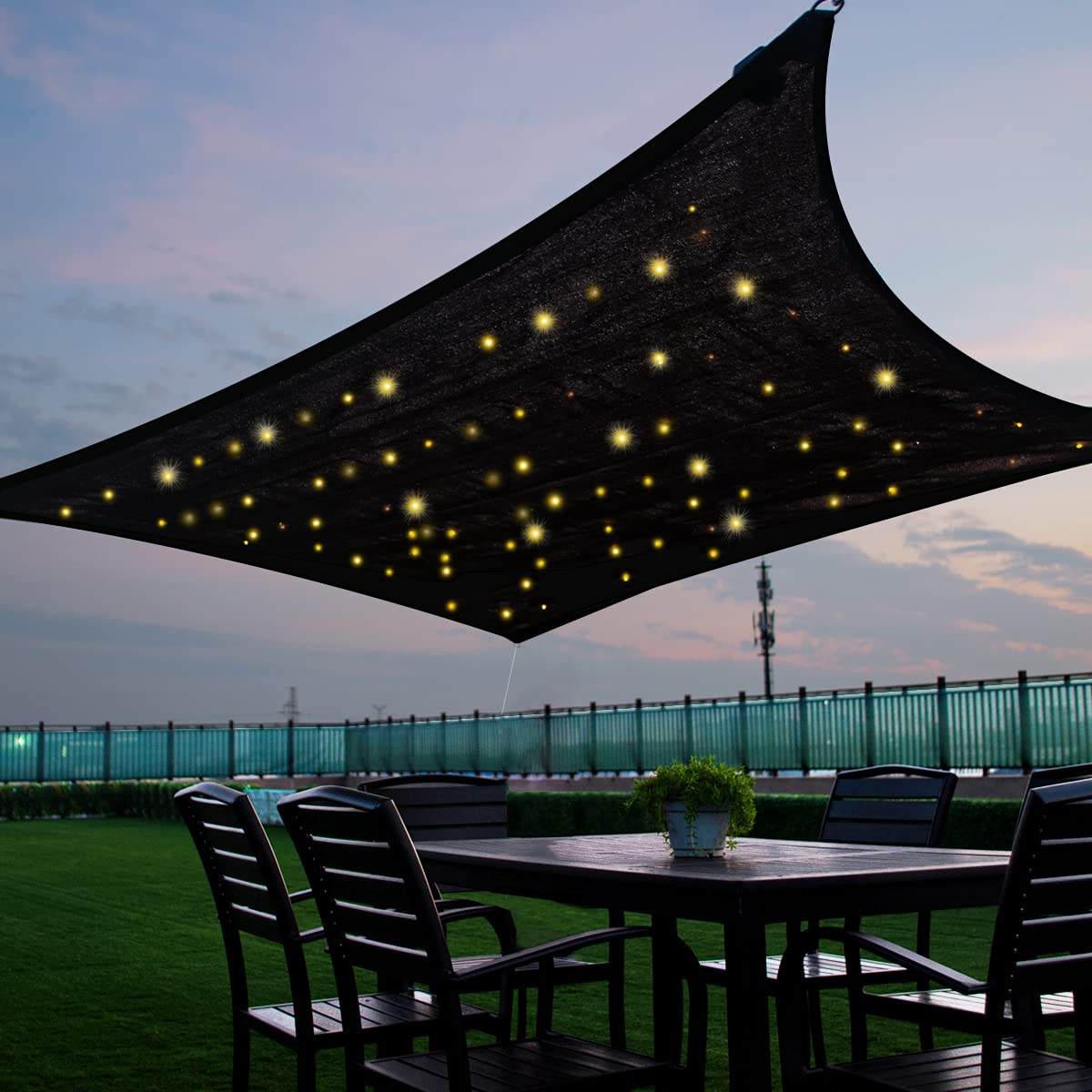 Livarno Home Sun Shade Sail with LED Lighting